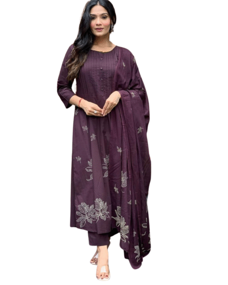 Floral Dreams ? Printed & Embroidered Cotton Dress (Size XL)